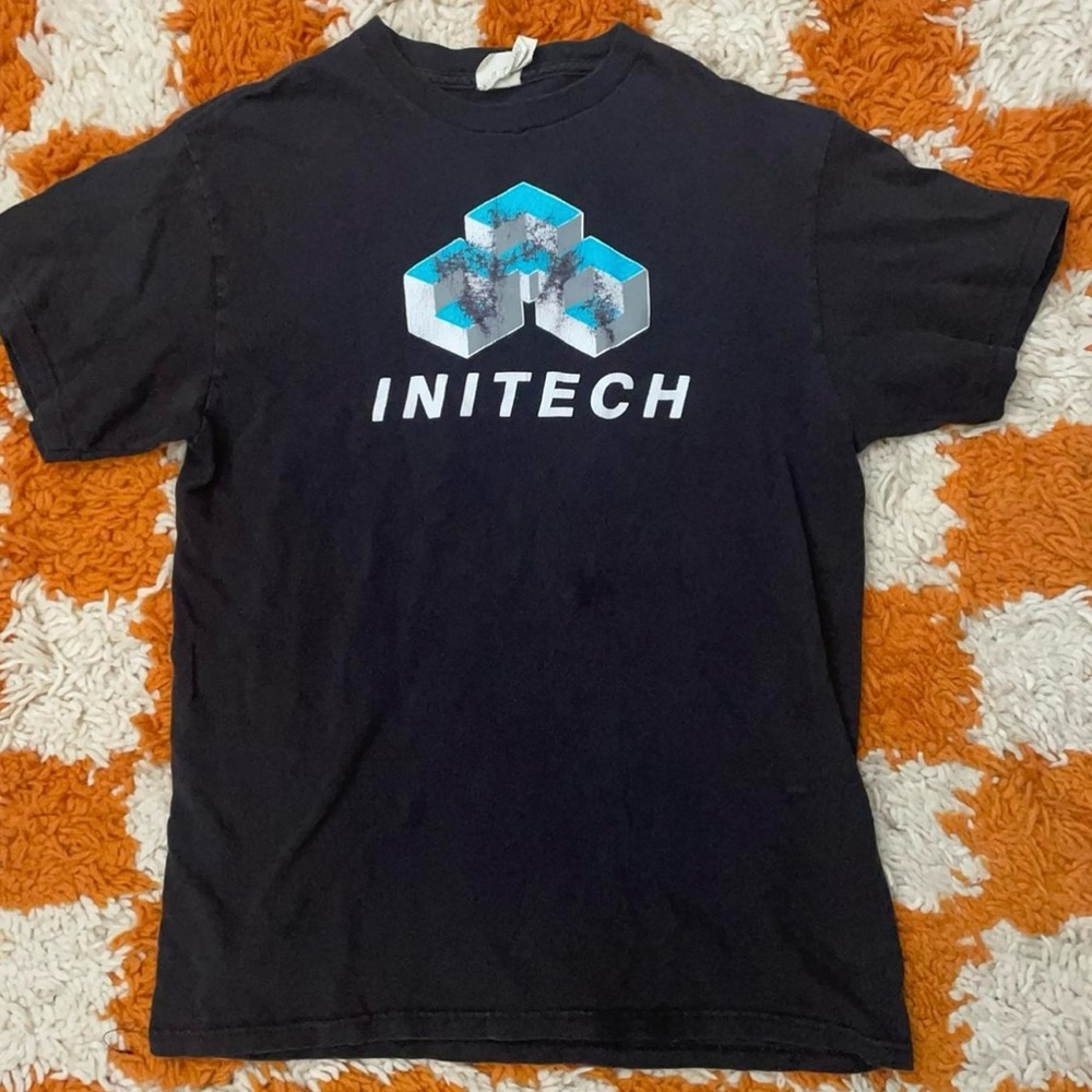 Initech Office Space Movie Black Graphic T-Shirt Single Stitch